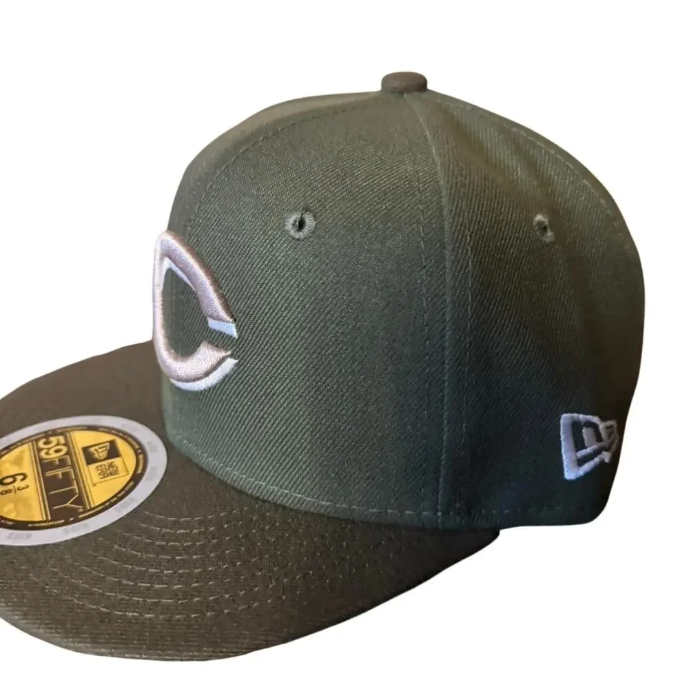 Cincinnati Reds New Era 59FIFTY Fitted Hat 6 3/8 Green Khaki